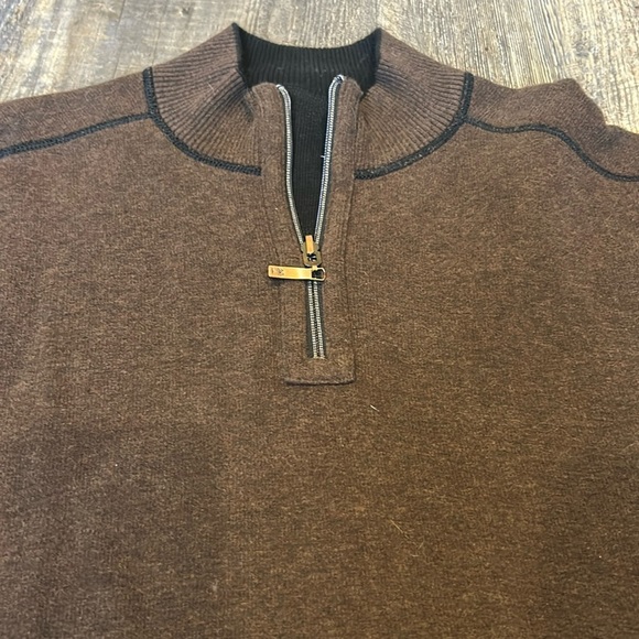 🌴Tommy Bahama Sweater Mens black/Brown Reversible 1/4 Zip Pu… - Picture 2 of 11